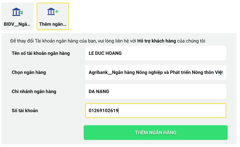 Thêm tài khoản ngân hàng